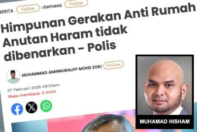 Laporan Sinar Harian pada Sabtu berhubung larangan mengadakan Himpunan Gerakan Anti Rumah Anutan Haram yang dijadualkan berlangsung pada jam 8 malam pada Sabtu di Ibu kota. 