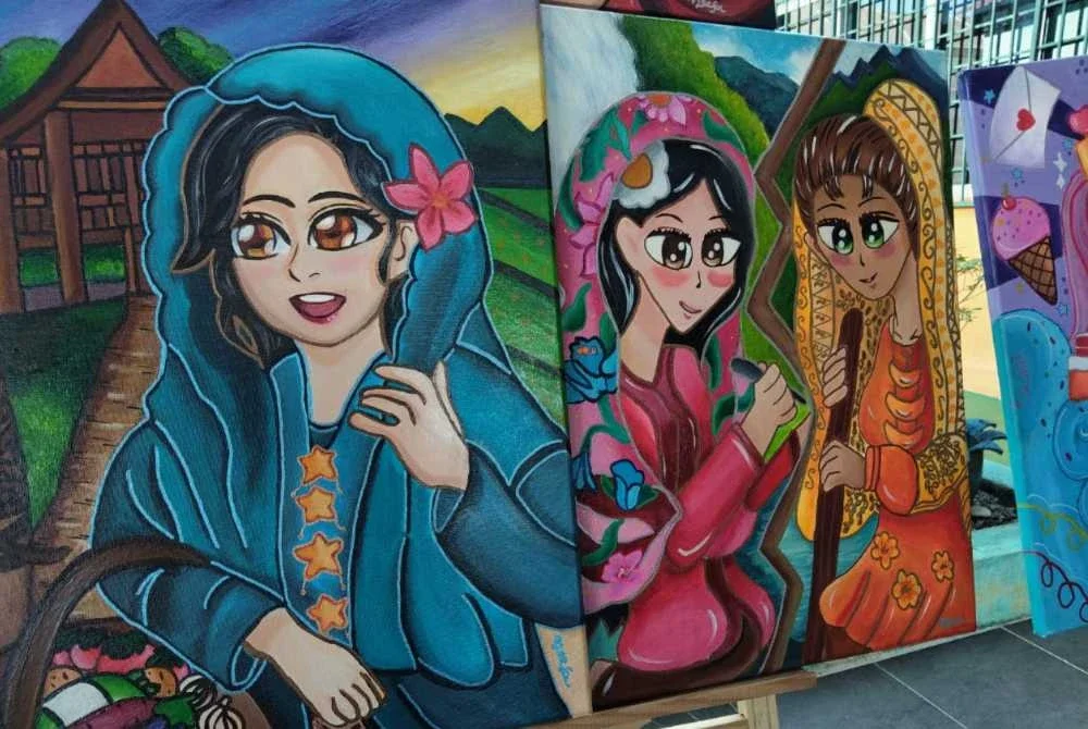 Ainul Syeefgemar melukis watak puteri dalam cerita dongeng seperti Puteri Gunung Ledang, Puteri Santubong dan Mahsuri.