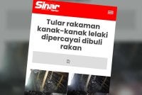 Laporan Sinar Harian mengenai penularan video kejadian buli membabitkan sekumpulan kanak-kanak yang didakwa berlaku di Jalan Mewah, Kampung Melayu Majidee.
