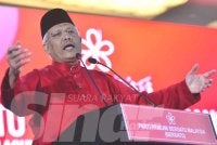 Hamzah ketika menyampaikan ucapan penggulungan pada Perhimpunan Agung Tahunan Bersatu 2025 di IDCC Shah Alam, pada September tahun lalu. Foto Sinar Harian - ASRIL ASWANDI SHUKOR