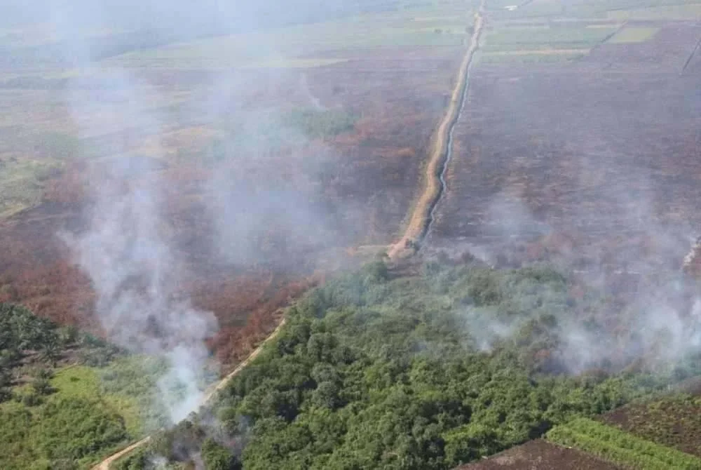 Tinjauan udara keadaan kawasan HSKL Selatan yang terbakar minggu lalu. Foto: Bomba Selangor