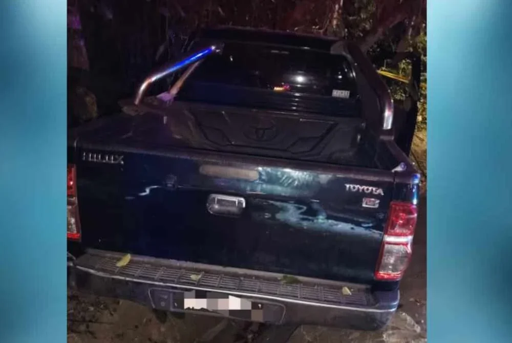 Keadaan pacuan empat roda selepas terlibat kemalangan.