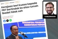 Laporan Sinar Harian pada Isnin berhubung kuasa yang diberikan oleh kerajaan kepada PBT untuk bertindak ke atas rumah ibadat di tapak tidak sah.