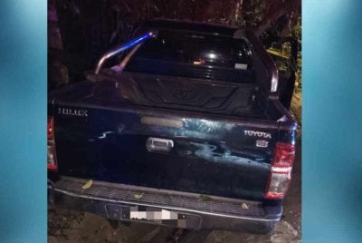 Keadaan pacuan empat roda selepas terlibat kemalangan.