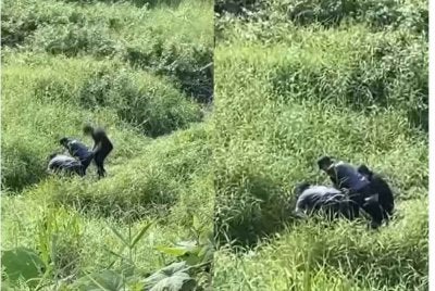 Video tular mengenai penemuan rangka manusia dipercayai wanita di kawasan parit dan belukar berhampiran Flat Damai Taha, Mentakab.