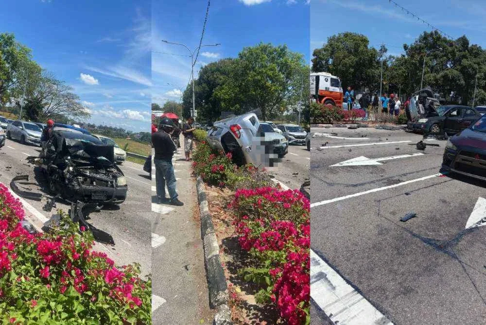 Beberapa kenderaan terlibat susulan kemalangan di persimpangan lampu isyarat tengah hari Selasa - Foto: Gambar tular