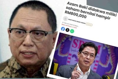 Puad Zarkashi dan laporan Sinar Harian mengenai Azam dilapor memegang jutaan saham dalam sebuah syarikat perkhidmatan kewangan berdasarkan pemfailan korporat.