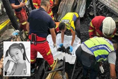 Avy (gambar kecil) rentung dalam kebakaran melibatkan dua rumah di Kampung Patau, Tambunan, Keningau.