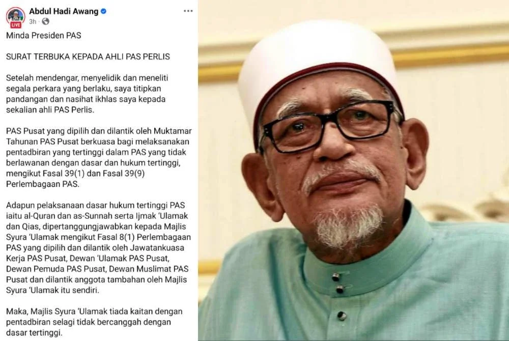 Surat terbuka oleh Abdul Hadi yang dimuat naik dalam akaun Facebook beliau.