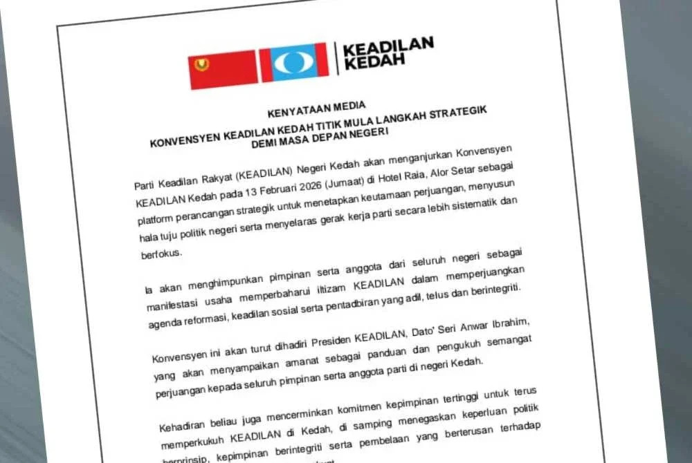 Konvensyen Keadilan Kedah akan berlangsung di Alor Setar pada Jumaat ini. 