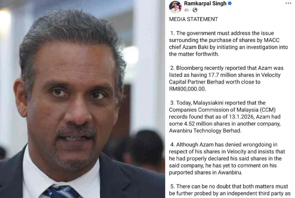 Hantaran Ramkarpal di Facebook pada Rabu.