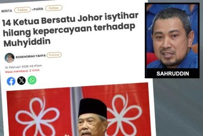 Laporan Sinar Harian berhubung 14 Ketua Bahagian Bersatu Johor yang mengisytiharkan hilang kepercayaan terhadap Muhyiddin.