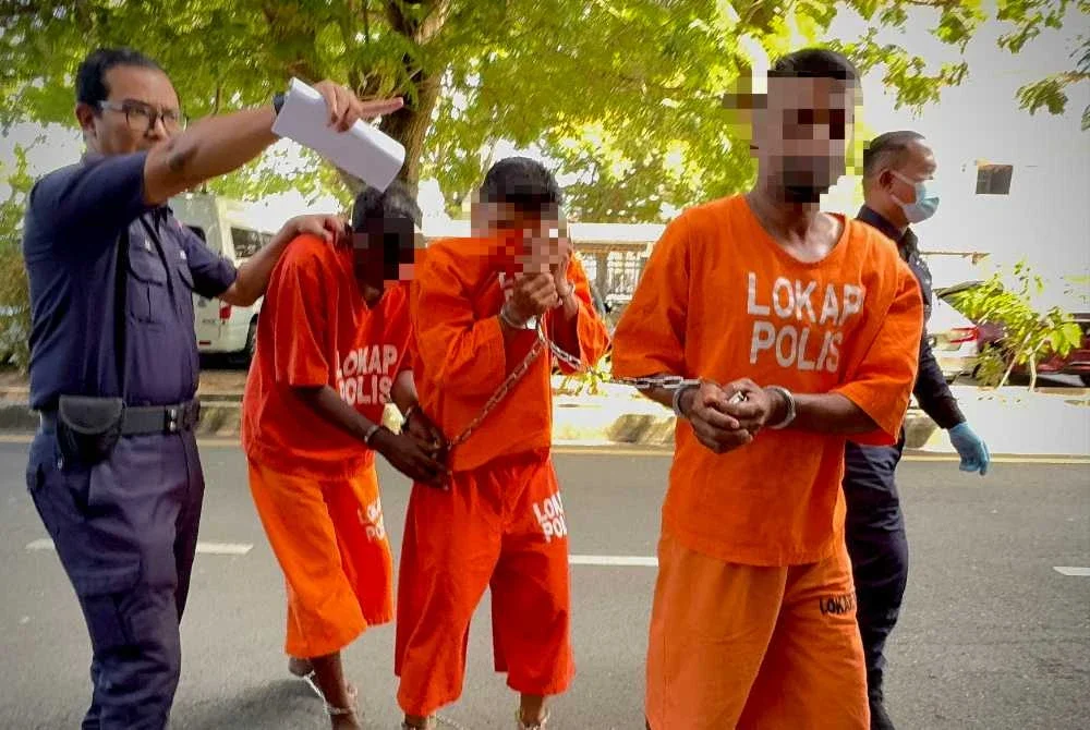 Tiga suspek disambung reman untuk siasatan lanjut.