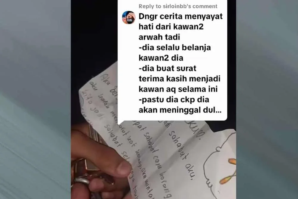 Kanak-kanak lelaki berusia 11 tahun yang meninggal dunia akibat keracunan methadone di Sungai Ramal Baru di sini pada Rabu, sempat menulis sepucuk surat penghargaan kepada rakan-rakannya.