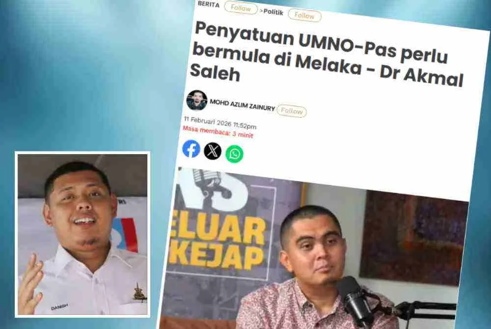 Laporan Sinar Harian mengenai kenyataan Dr Muhamad Akmal yang menegaskan, penyatuan antara UMNO dan Pas perlu dimulakan segera di Melaka dan bukan sekadar strategi menjelang Pilihan Raya Umum (PRU). Gambar kecil: Danish