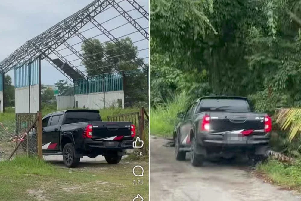 Tangkap layar video tular memaparkan sebuah pacuan empat roda melanggar motosikal di Kampung Sungai Jernih, Kajang pada Khamis.