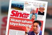 Laporan muka depan Sinar Harian pada Khamis.