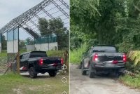 Tangkap layar video tular memaparkan sebuah pacuan empat roda melanggar motosikal di Kampung Sungai Jernih, Kajang pada Khamis.