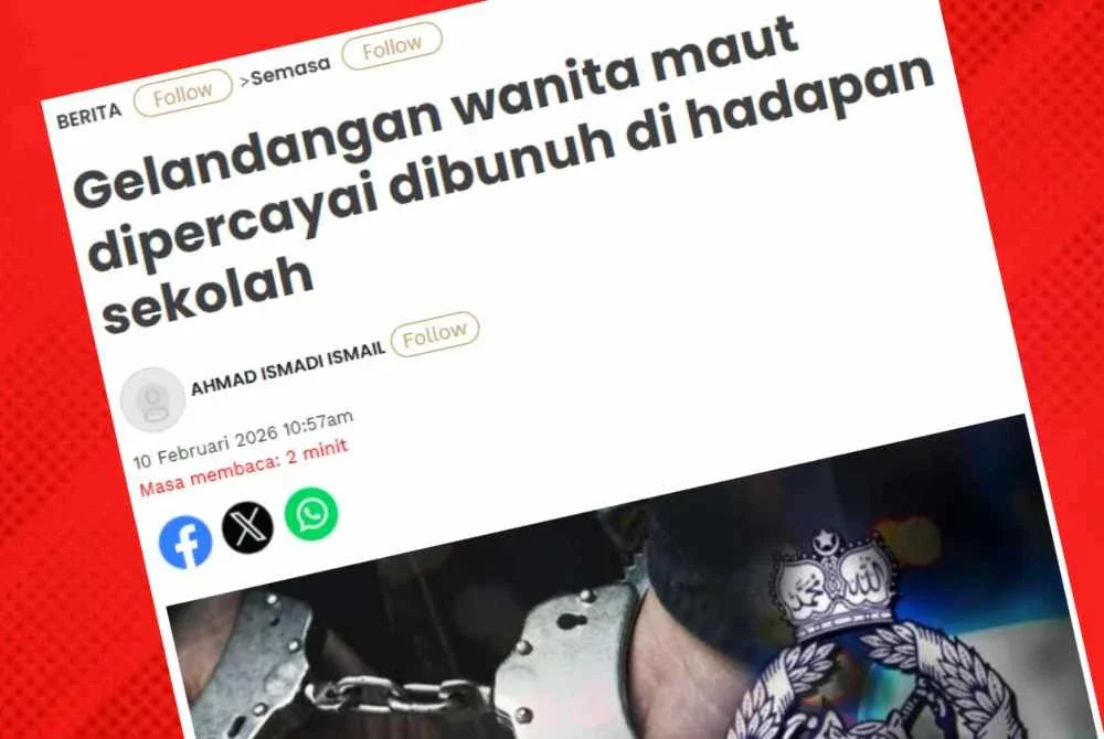 Sinar Harian melaporkan seorang wanita dipercayai gelandangan ditemui maut di hadapan sebuah sekolah di Jalan Sentul, Selasa lalu.