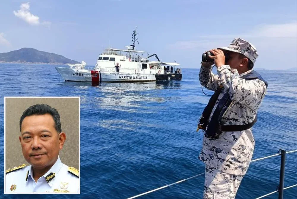 Maritim Malaysia melaksanakan pemantauan semua aktiviti laut bagi memastikan tahap keselamatan berada di tahap yang baik. Gambar kecil: Mohd Rosli. Foto: Maritim Malaysia