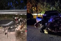 Seorang pelajar maut dan rakannya cedera selepas motosikal mereka dilanggar kereta di Rompin. Foto PDRM
