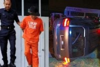 Pemandu Porche Cayenne diiringi anggota polis ketika dibawa ke mahkamah untuk mendapatkan perintah reman pada Sabtu.