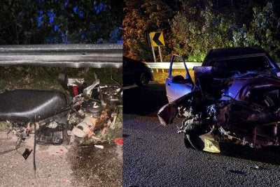 Seorang pelajar maut dan rakannya cedera selepas motosikal mereka dilanggar kereta di Rompin. Foto PDRM