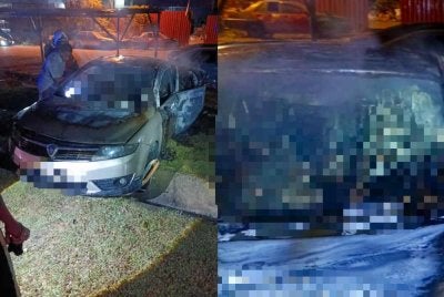  Pemandu dan penumpang kereta Proton Preve rentung selepas kemalangan dengan SUV Porsche Cayenne di Taman Tualang Indah, Mentakab. Foto JBPM PAHANG