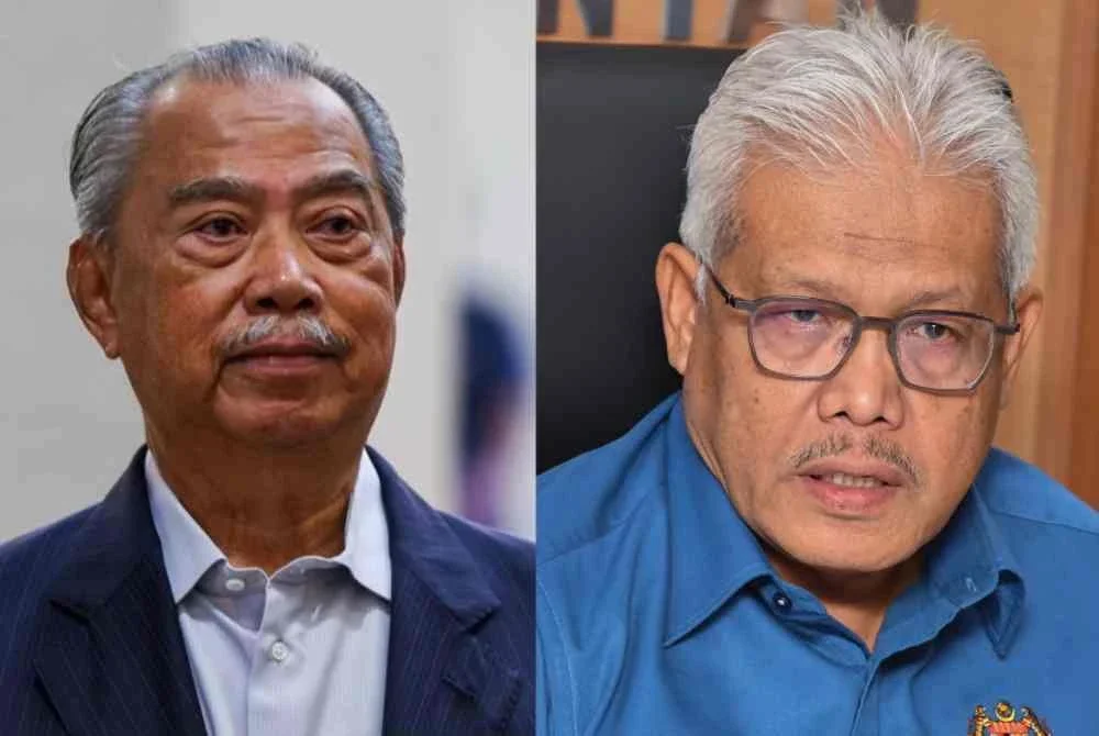 Hamzah (kanan) dikatakan gagal dalam usaha menjatuhkan Muhyiddin dalam Perhimpunan Agung Bersatu 2024.
