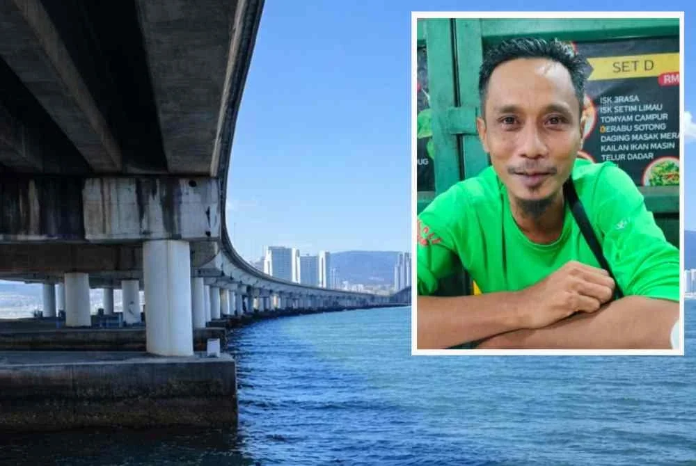 Tiang-tiang konkrit Jambatan Pulau Pinang menjadi lokasi memancing popular. Gambar kecil: Muhammad Khairul