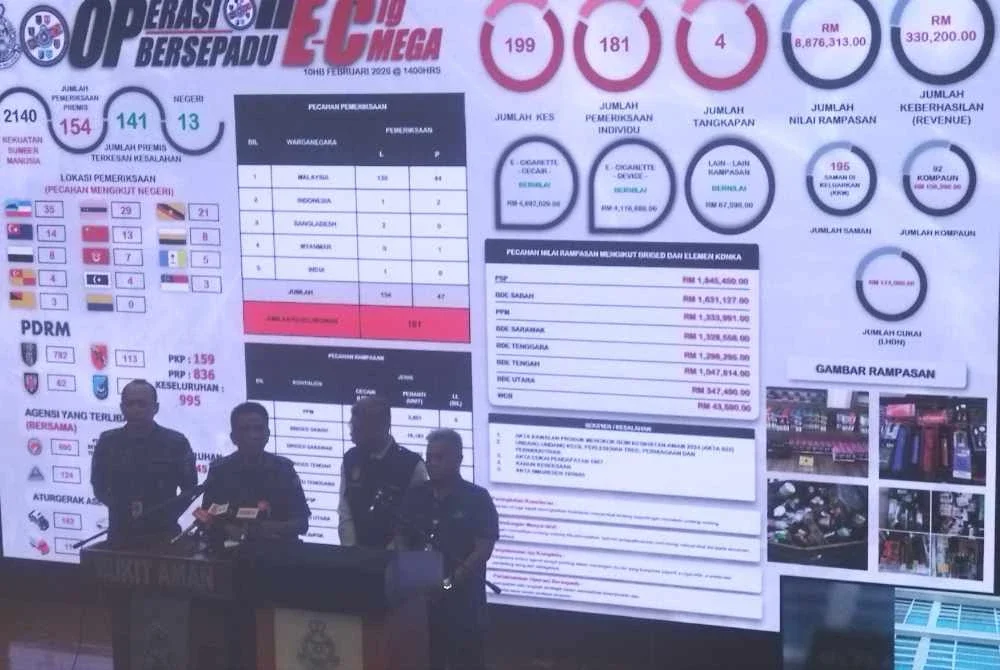 Fisol (dua dari kiri) pada sidang media di Bukit Aman pada Isnin.