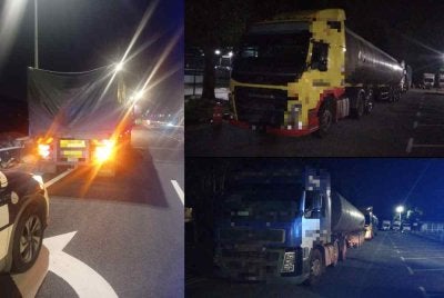 Antara lori yang ditahan kerana melanggar larangan pergerakan sempena TBC 2026. Foto ihsan JPJ