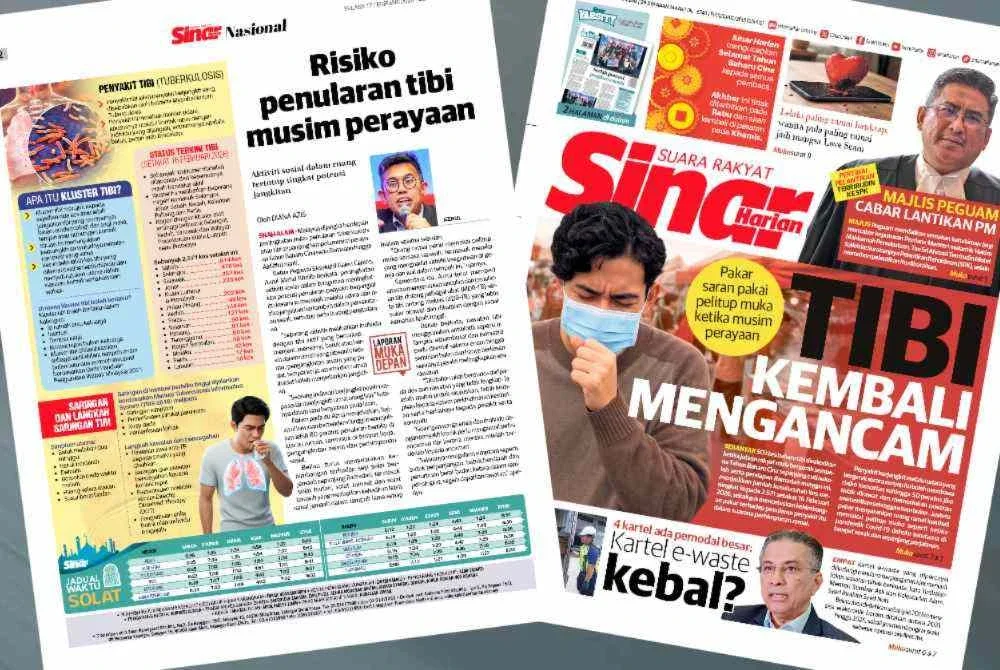 Laporan Sinar Harian mengenai penularan penyakit tibi pada Selasa.