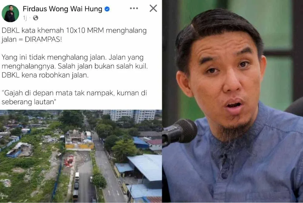 Tangkap layar hantaran Firdaus Wong Facebooknya pada Rabu