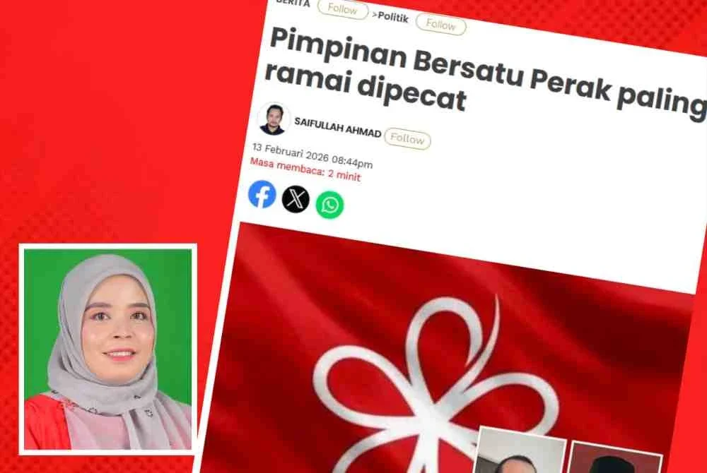 Laporan Sinar Harian mengenai pimpinan Bersatu Perak paling ramai dipecat. Gambar kecil: Noridayu