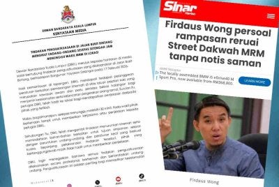 Kenyataan DBKL dikeluarkan pada Rabu bagi menjelaskan dakwaan pendakwah bebas, Firdaus Wong yang mempersoalkan tindakan pihak berkuasa yang merampas reruai dan bahan Street Dakwah MRM pada hari pertama cuti Tahun Baharu Cina di sekitar Bukit Bintang.