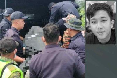 Mayat Mohd Faizal (gambar kecil) ditemukan nelayan tiga kilometer dari Pos Kawalan Bomba.
