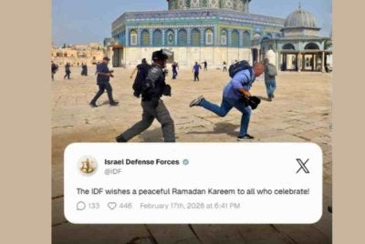 Ucapan berkenaan dimuat naik di platform rasmi tentera Israel dan Kementerian Luar Israel. Foto Agensi