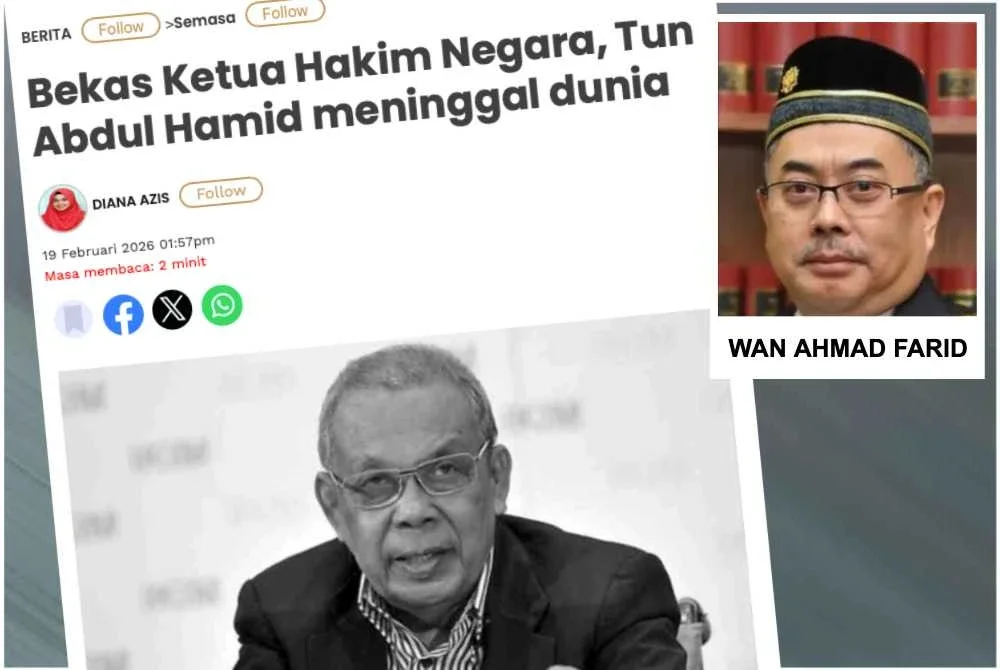 Laporan Sinar Harian berhubung pemergian Tun Abdul Hamid pada Khamis. 