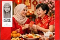 Di antara haruman lemang dan kemeriahan gaulan yee sang, ia menyatukan ‘dua dunia’. Gambar hiasan dijana AI 