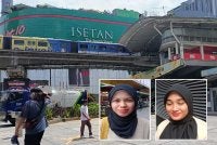 Sekitar kawasan bekas tapak reruai MRM di Bukit Bintang. Gambar kecil: Rufaidah Fariha (kiri) dan Ain Syafiqah.