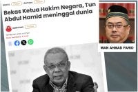 Laporan Sinar Harian berhubung pemergian Tun Abdul Hamid pada Khamis. 