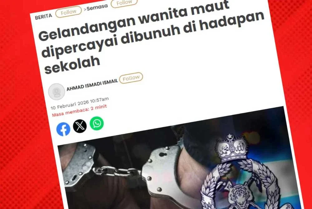 Laporan Sinar Harian berhubung seorang wanita dipercayai gelandangan ditemui maut dalam keadaan berlumuran darah di hadapan sebuah sekolah di Jalan Sentul.