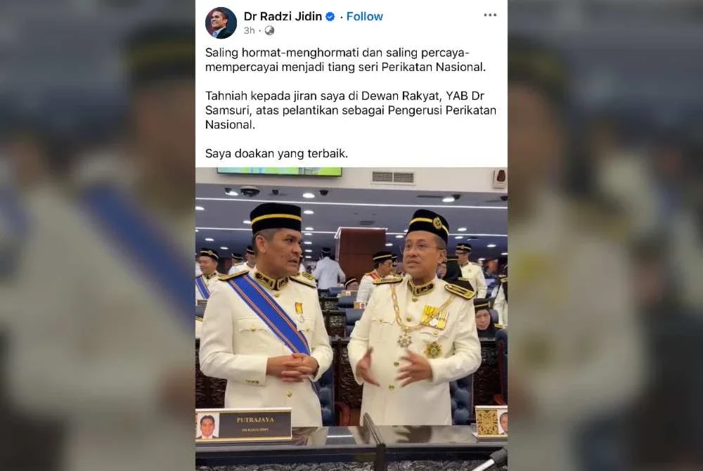 Hantaran Facebook Mohd Radzi pada Ahad.