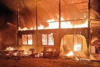 Empat unit rumah di Permatang Kerai Besar musnah dalam kebakaran awal pagi Ahad. Foto JBPM