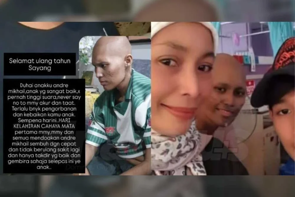 Amyza memohon doa orang ramai untuk anaknya, Andre Mikhail yang mengalami kanser paru-paru tahap tiga.