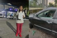 Teresa membuat laporan di Balai Polis TTDI selepas cermin kereta dipecah di Taman Persekutuan Bukit Kiara pada Ahad.