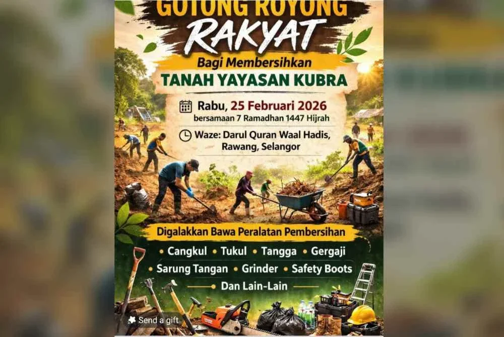 Poster pembersihan tanah di Rawang Perdana