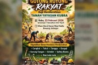 Poster pembersihan tanah di Rawang Perdana