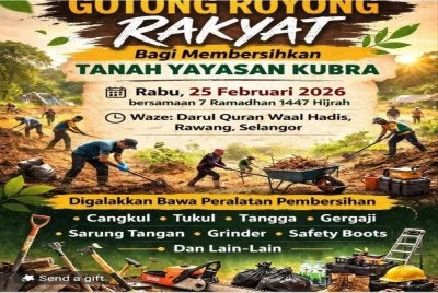 Poster pembersihan tanah di Rawang Perdana